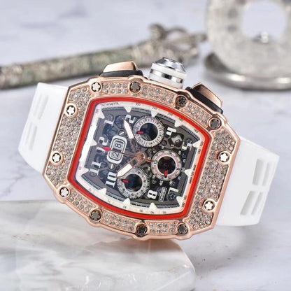 ⏳Time-Limited Special⏰Luxury Men's Tonneau-Shaped Watch with Rhinestone Embellishment