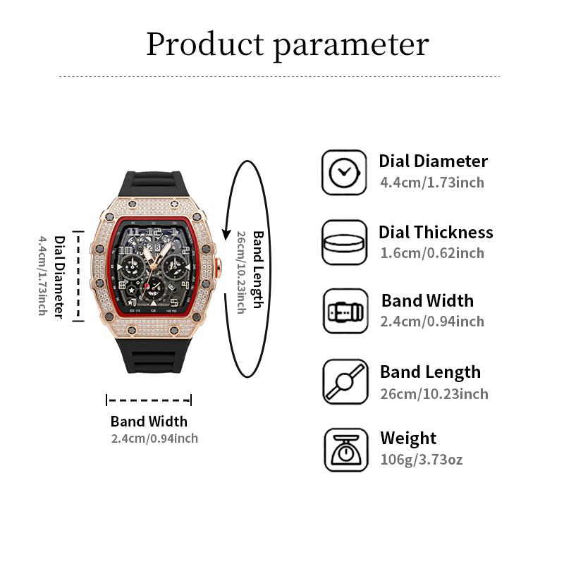 ⏳Time-Limited Special⏰Luxury Men's Tonneau-Shaped Watch with Rhinestone Embellishment
