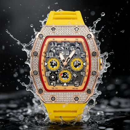 ⏳Time-Limited Special⏰Luxury Men's Tonneau-Shaped Watch with Rhinestone Embellishment