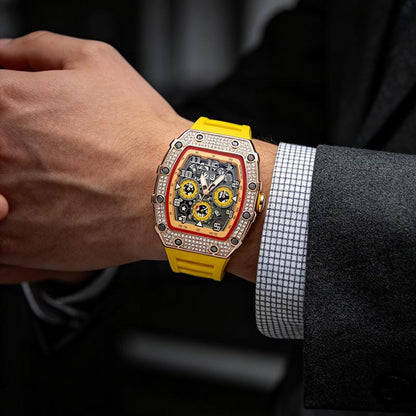 ⏳Time-Limited Special⏰Luxury Men's Tonneau-Shaped Watch with Rhinestone Embellishment