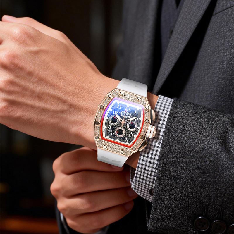 ⏳Time-Limited Special⏰Luxury Men's Tonneau-Shaped Watch with Rhinestone Embellishment