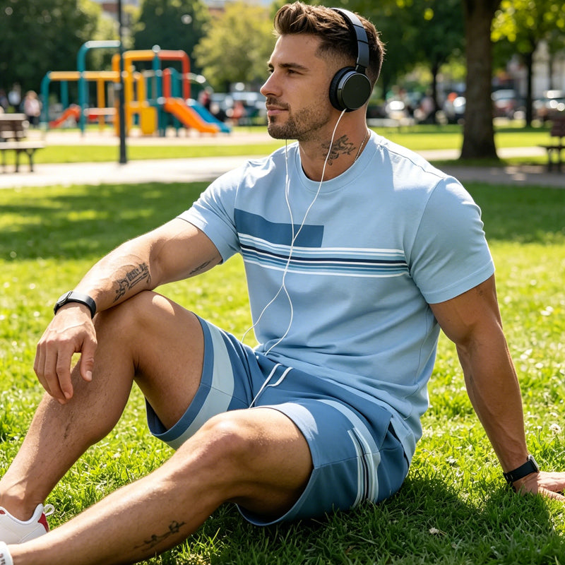⏳Time-Limited Special⏰Men's 2-Piece Set – Color Block, 6 Colors, S-5XL, Drawstring 🩳