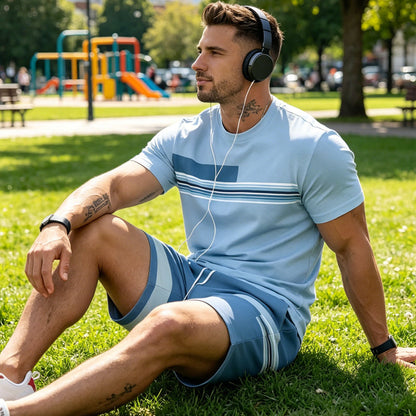 ⏳Time-Limited Special⏰Men's 2-Piece Set – Color Block, 6 Colors, S-5XL, Drawstring 🩳