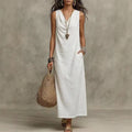 ⏳Time-Limited Special⏰Women's Sleeveless Maxi Dress – Cowl Neck, 5 Colors, Pockets 🍁