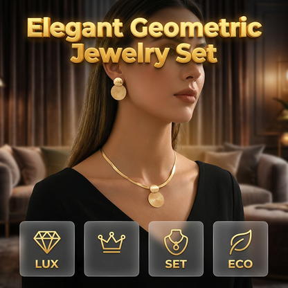 ⏳Time-Limited Special⏰Modern Chic Necklace & Earring Set – Gold finish, geometric design & lightweight – perfect for daily elegance or gifting – includes matching pieces for a polished look 💫