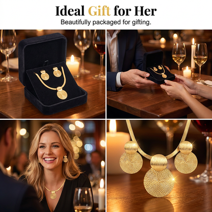 ⏳Time-Limited Special⏰Modern Chic Necklace & Earring Set – Gold finish, geometric design & lightweight – perfect for daily elegance or gifting – includes matching pieces for a polished look 💫