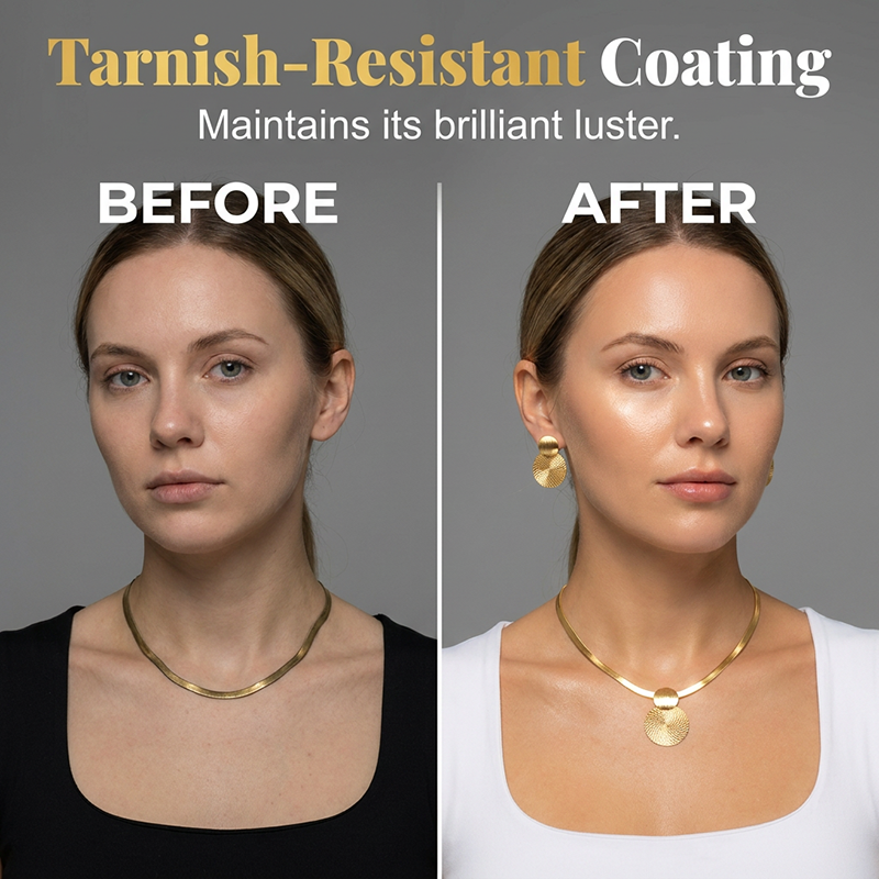⏳Time-Limited Special⏰Modern Chic Necklace & Earring Set – Gold finish, geometric design & lightweight – perfect for daily elegance or gifting – includes matching pieces for a polished look 💫