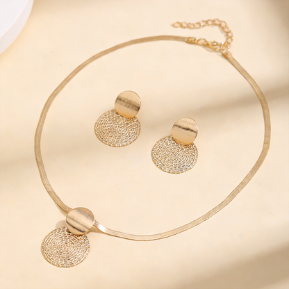 ⏳Time-Limited Special⏰Modern Chic Necklace & Earring Set – Gold finish, geometric design & lightweight – perfect for daily elegance or gifting – includes matching pieces for a polished look 💫