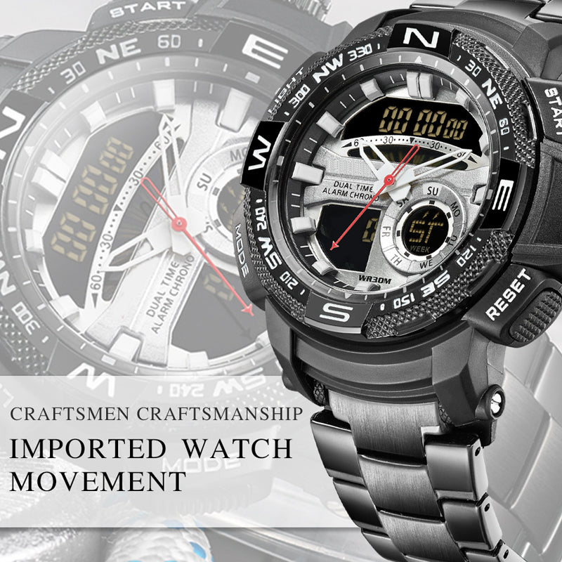 ⏳Time-Limited Special⏰Men's Dual-Display Sports Watch – Analog-Digital, 3ATM Waterproof, Multi-Function ⏱️