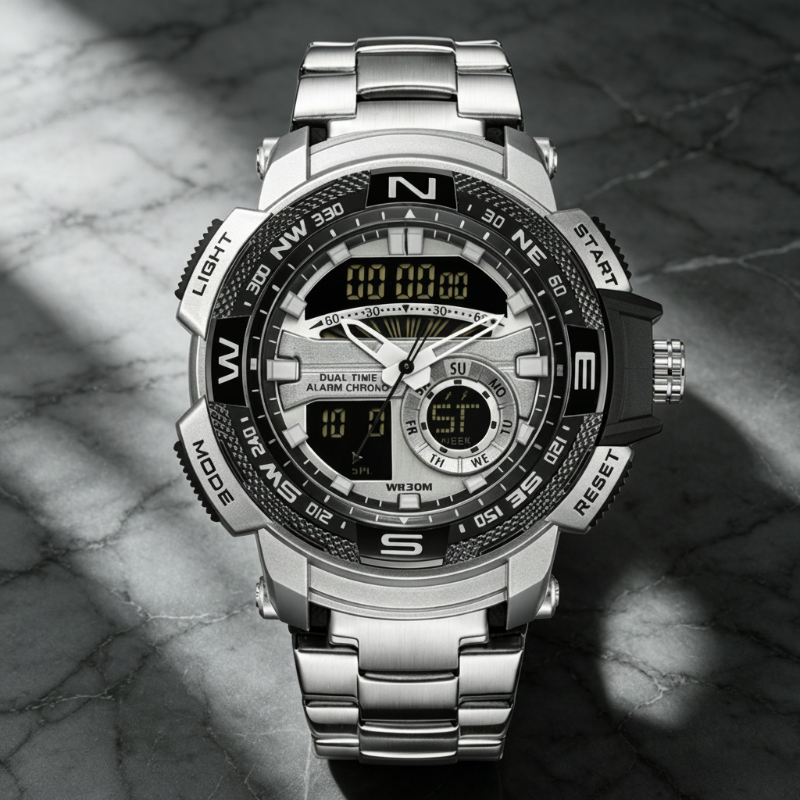 ⏳Time-Limited Special⏰Men's Dual-Display Sports Watch – Analog-Digital, 3ATM Waterproof, Multi-Function ⏱️