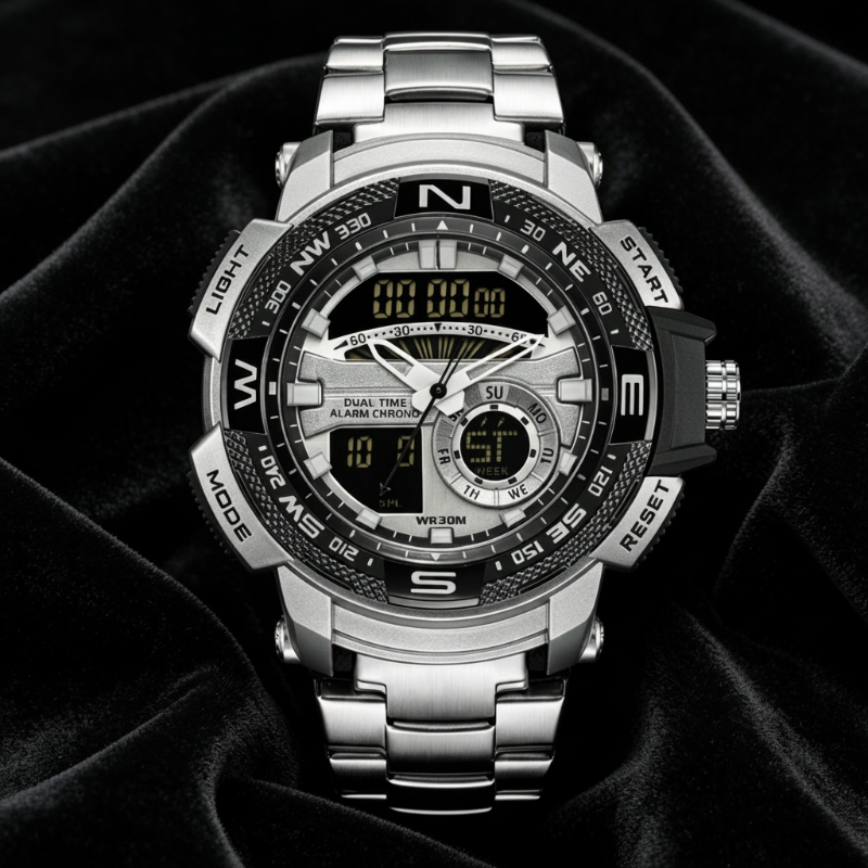 ⏳Time-Limited Special⏰Men's Dual-Display Sports Watch – Analog-Digital, 3ATM Waterproof, Multi-Function ⏱️