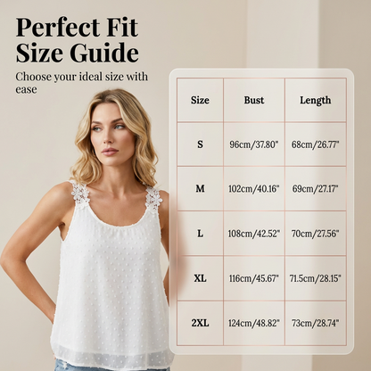 ⏳Time-Limited Special⏰Elegant Lace Strap Tank Top – Swiss Dot, Flowy, Double-Layered 🌸