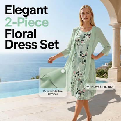 ⏳Time-Limited Special⏰Women's Elegant Chiffon Dress & Cardigan 2-Piece Set