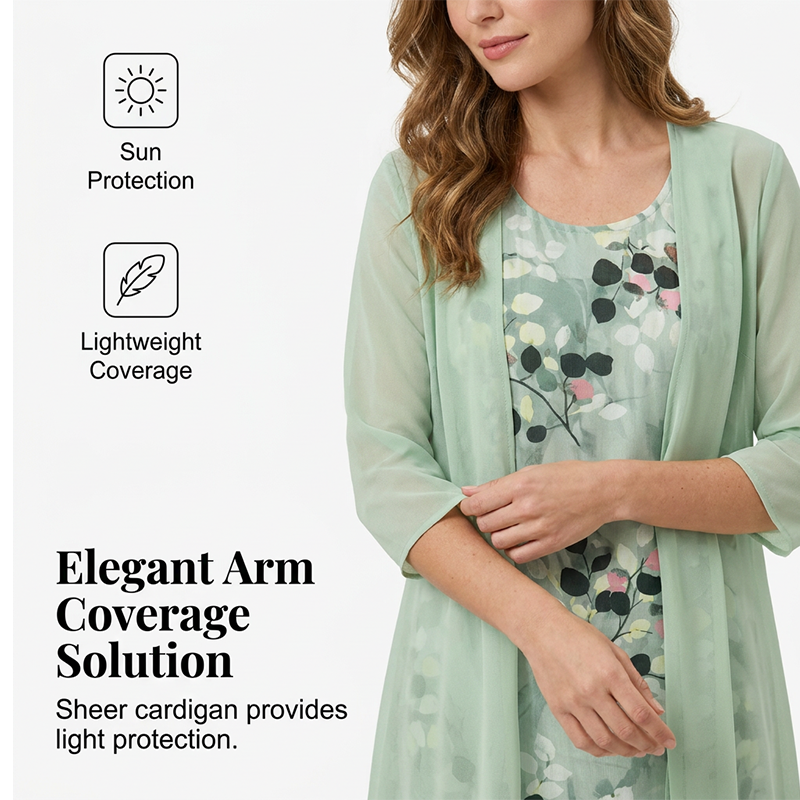 ⏳Time-Limited Special⏰Women's Elegant Chiffon Dress & Cardigan 2-Piece Set