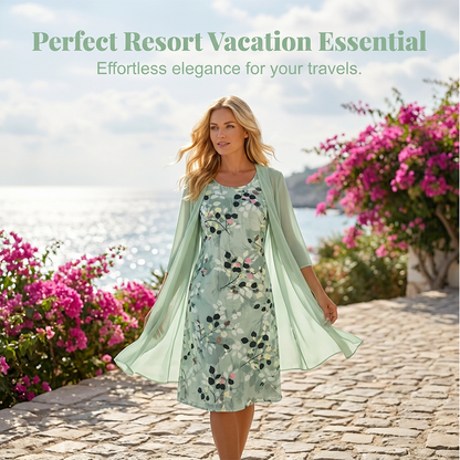 ⏳Time-Limited Special⏰Women's Elegant Chiffon Dress & Cardigan 2-Piece Set