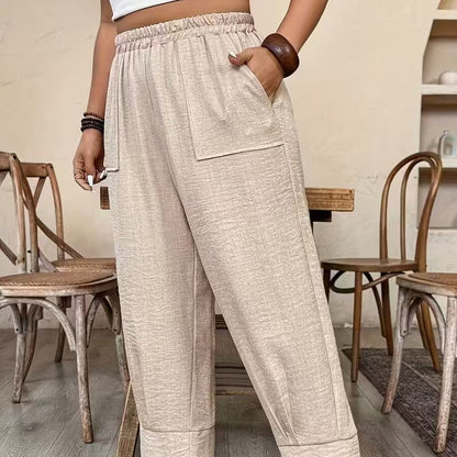 ⏳Time-Limited Special⏰Women’s Cuffed Ankle Pants – Relaxed Fit, Elastic Waist, Solid Colors 🍂
