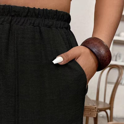 ⏳Time-Limited Special⏰Women’s Cuffed Ankle Pants – Relaxed Fit, Elastic Waist, Solid Colors 🍂