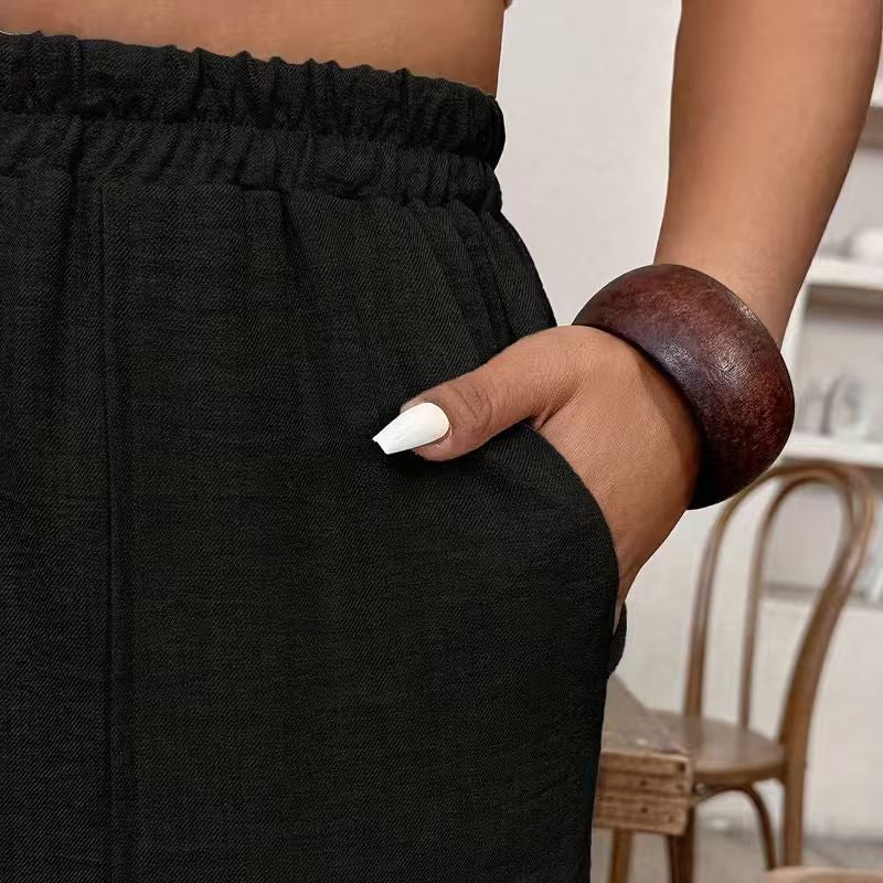 ⏳Time-Limited Special⏰Women’s Cuffed Ankle Pants – Relaxed Fit, Elastic Waist, Solid Colors💛