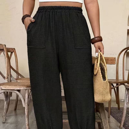 ⏳Time-Limited Special⏰Women’s Cuffed Ankle Pants – Relaxed Fit, Elastic Waist, Solid Colors 🍂