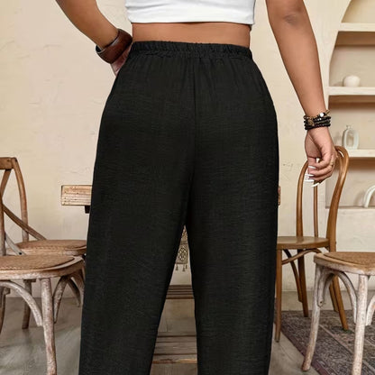⏳Time-Limited Special⏰Women’s Cuffed Ankle Pants – Relaxed Fit, Elastic Waist, Solid Colors💛