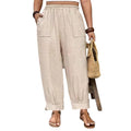 ⏳Time-Limited Special⏰Women’s Cuffed Ankle Pants – Relaxed Fit, Elastic Waist, Solid Colors💛
