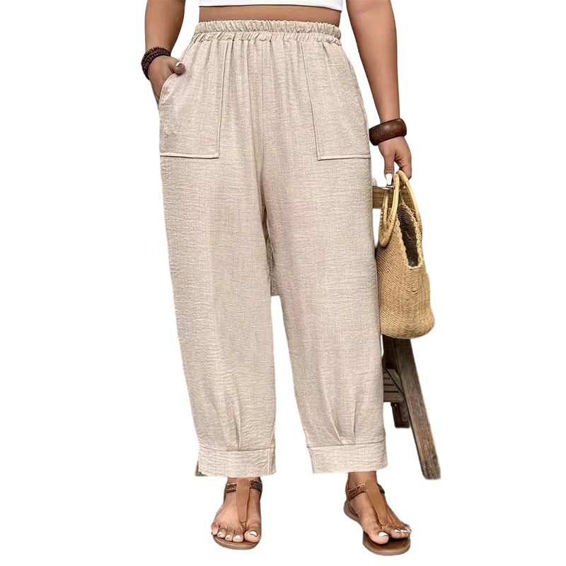 ⏳Time-Limited Special⏰Women’s Cuffed Ankle Pants – Relaxed Fit, Elastic Waist, Solid Colors💛