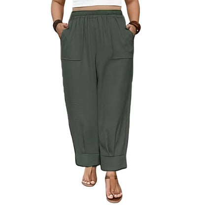 ⏳Time-Limited Special⏰Women’s Cuffed Ankle Pants – Relaxed Fit, Elastic Waist, Solid Colors💛
