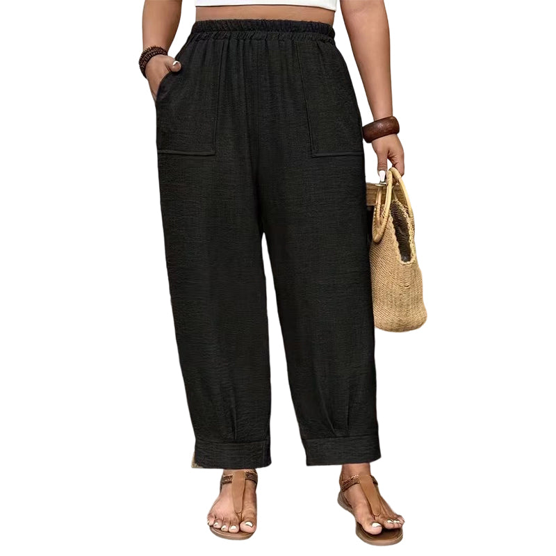 ⏳Time-Limited Special⏰Women’s Cuffed Ankle Pants – Relaxed Fit, Elastic Waist, Solid Colors💛