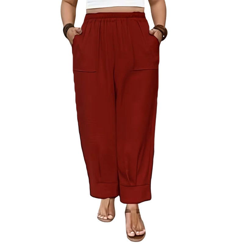 ⏳Time-Limited Special⏰Women’s Cuffed Ankle Pants – Relaxed Fit, Elastic Waist, Solid Colors💛