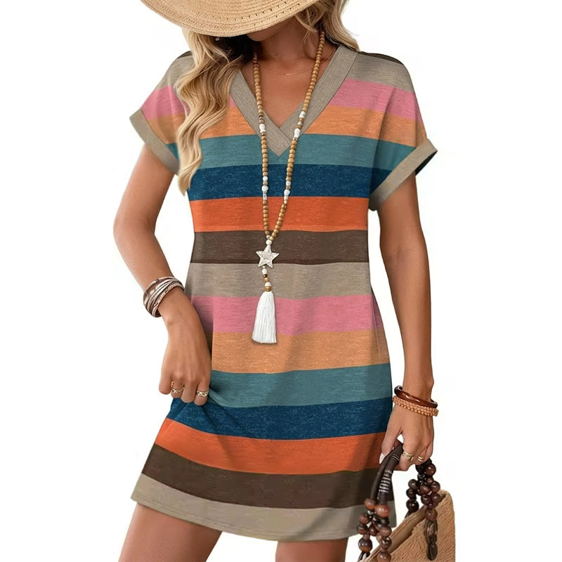 ⏳Time-Limited Special⏰V-Neck T-Shirt Dress – Casual, Breezy, Summer Staple 🌴