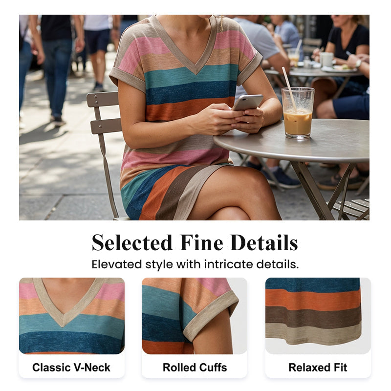 ⏳Time-Limited Special⏰V-Neck T-Shirt Dress – Casual, Breezy, Summer Staple 🌴