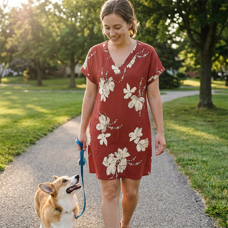 ⏳Time-Limited Special⏰V-Neck T-Shirt Dress – Casual, Breezy, Summer Staple 🌴