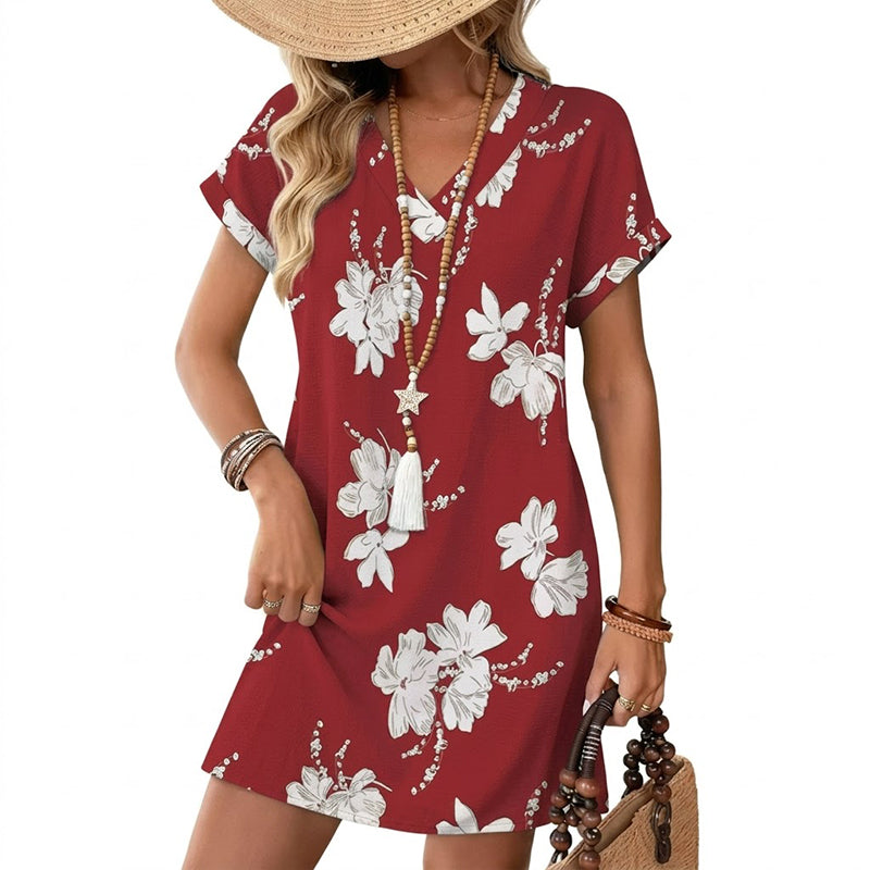 ⏳Time-Limited Special⏰V-Neck T-Shirt Dress – Casual, Breezy, Summer Staple 🌴