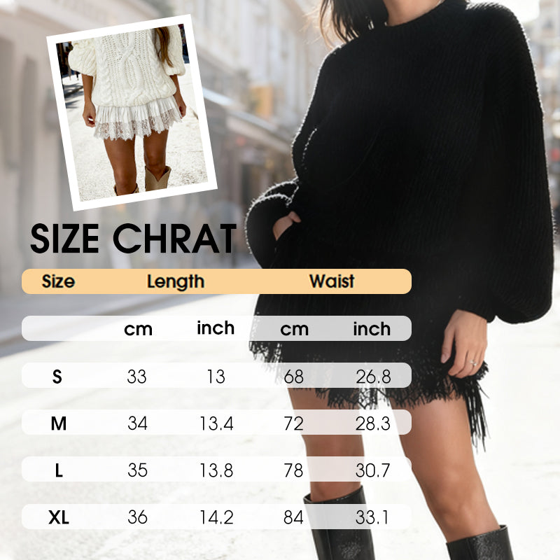 ⏳Time-Limited Special⏰Chic Pleated Lace Trim Mini Skirt