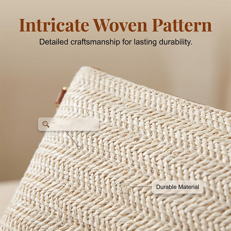 ⏳Time-Limited Special⏰Women's Woven Straw Shoulder Clutch Bag – Lightweight, Versatile, Metallic Accents ✨