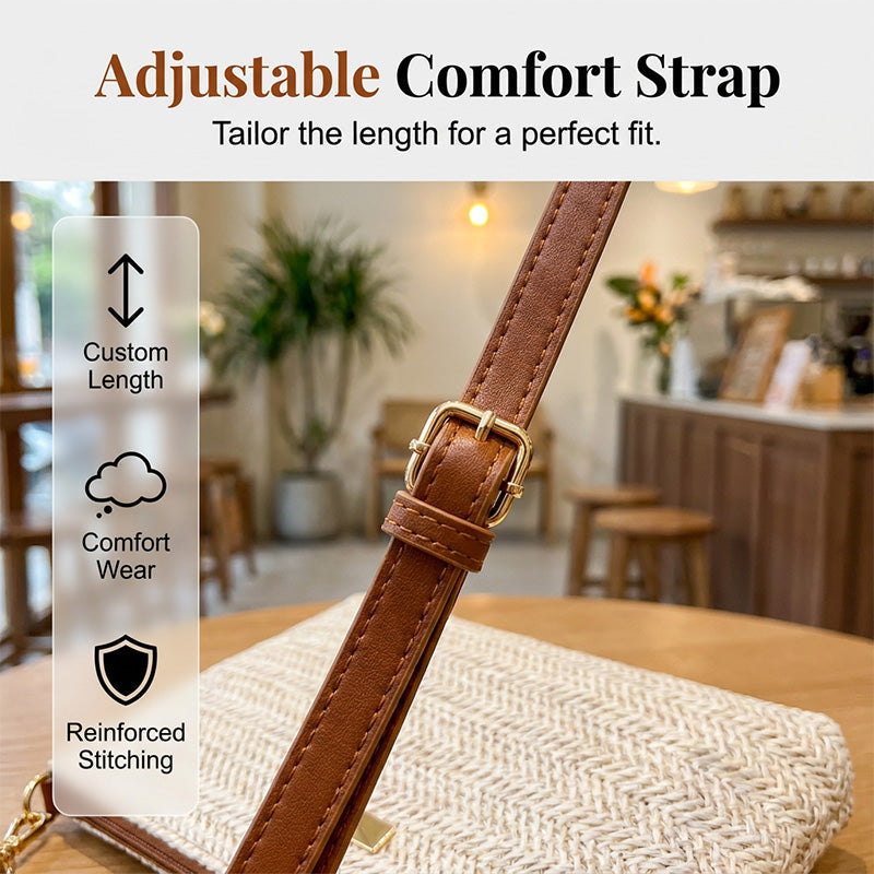 ⏳Time-Limited Special⏰Women's Woven Straw Shoulder Clutch Bag – Lightweight, Versatile, Metallic Accents ✨