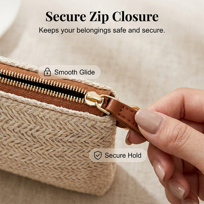 ⏳Time-Limited Special⏰Women's Woven Straw Shoulder Clutch Bag – Lightweight, Versatile, Metallic Accents ✨