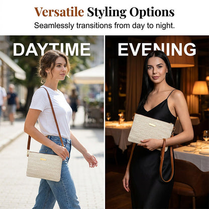 ⏳Time-Limited Special⏰Women's Woven Straw Shoulder Clutch Bag – Lightweight, Versatile, Metallic Accents ✨