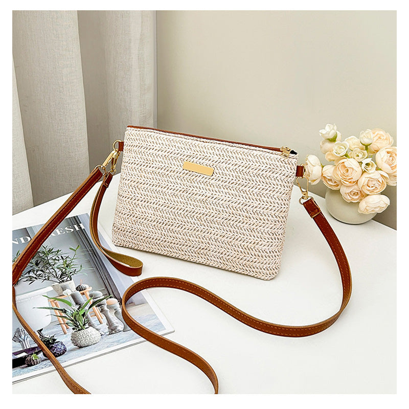 ⏳Time-Limited Special⏰Women's Woven Straw Shoulder Clutch Bag – Lightweight, Versatile, Metallic Accents ✨