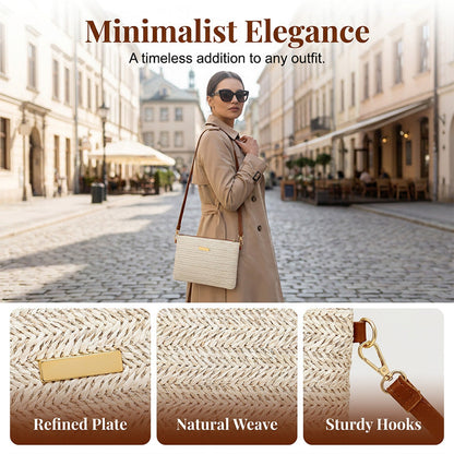 ⏳Time-Limited Special⏰Women's Woven Straw Shoulder Clutch Bag – Lightweight, Versatile, Metallic Accents ✨