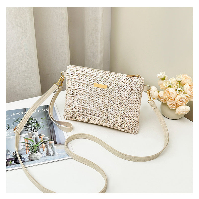 ⏳Time-Limited Special⏰Women's Woven Straw Shoulder Clutch Bag – Lightweight, Versatile, Metallic Accents ✨