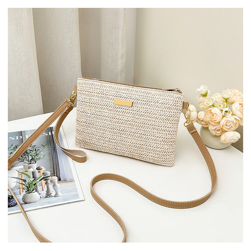 ⏳Time-Limited Special⏰Women's Woven Straw Shoulder Clutch Bag – Lightweight, Versatile, Metallic Accents ✨