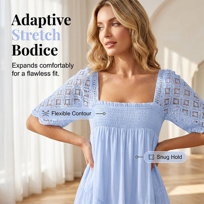 ⏳Time-Limited Special⏰ Women's Square Neck Smocked Dress