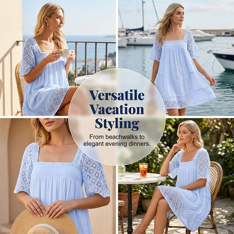 ⏳Time-Limited Special⏰ Women's Square Neck Smocked Dress