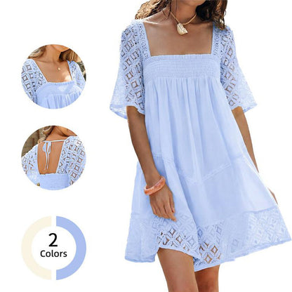 ⏳Time-Limited Special⏰ Women's Square Neck Smocked Dress