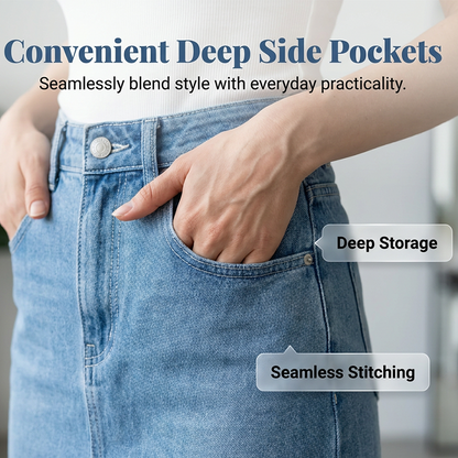 ⏳Time-Limited Special⏰Women's Denim Bodycon Skirt with Hollow Lace Trim