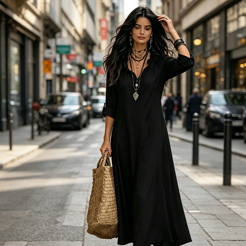 ⏳Time-Limited Special⏰Bohemian Ruffle V-Neck Maxi Dress