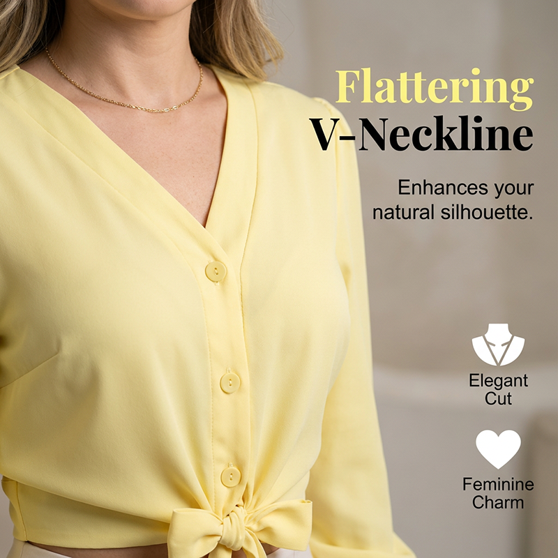 ⏳Time-Limited Special⏰Women's Elegant V-Neck Tie-Waist Top – Adjustable Fit & Premium Soft Fabric – Versatile Chic 👠