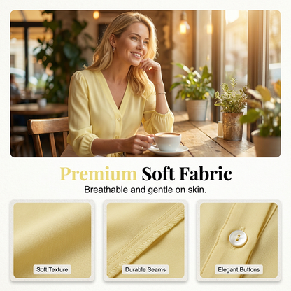 ⏳Time-Limited Special⏰Women's Elegant V-Neck Tie-Waist Top – Adjustable Fit & Premium Soft Fabric – Versatile Chic 👠