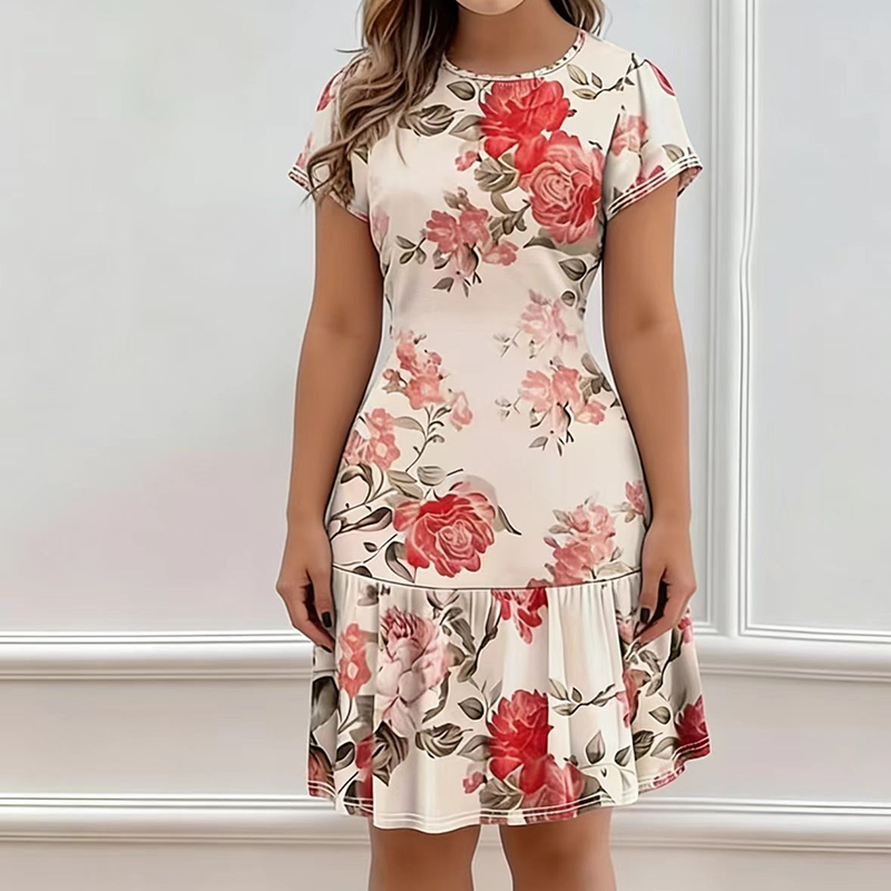 ⏳Time-Limited Special⏰Women's Elegant Floral Print Ruffled Hem Dress